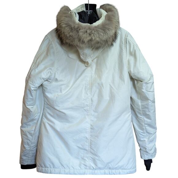 Canada Goose Montebello Down Parka Jacket Pearl White Fur Hood Arctic Coat Small - Picture 3 of 9